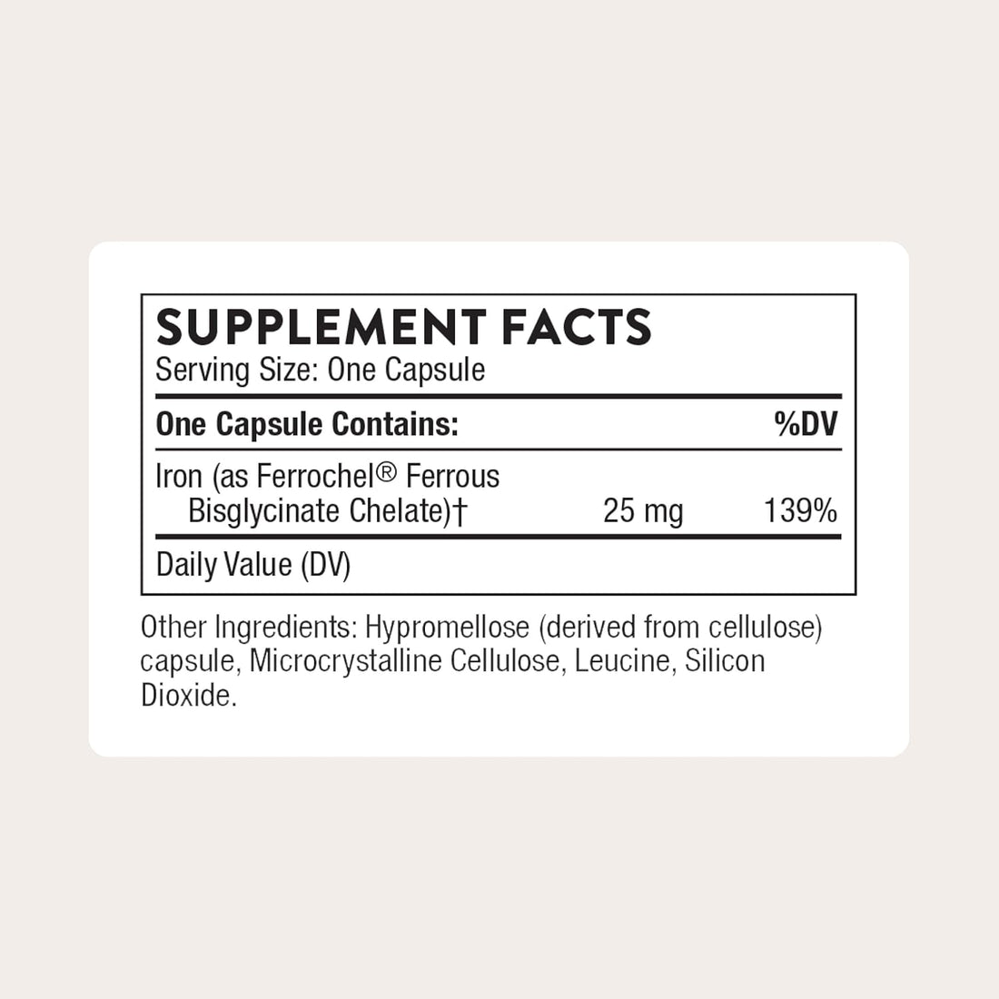 THORNE - Iron Bisglycinate - 25 mg Iron Supplement for Enhanced Absorption Without Gastrointestinal Side Effects* - NSF Certified for Sport - Gluten-Free - 60 Servings