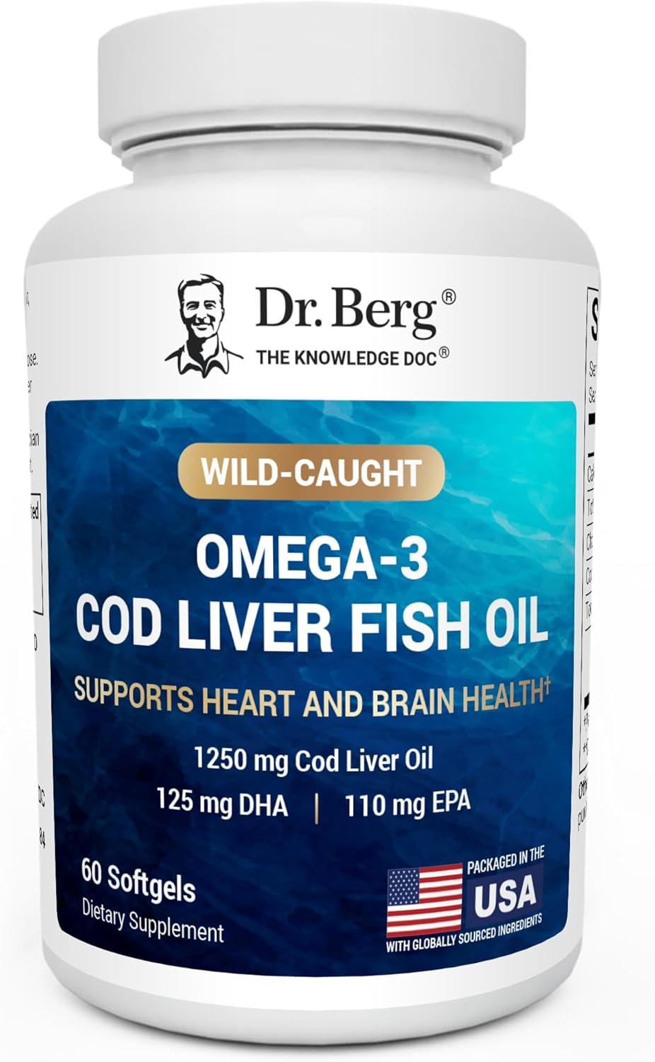Dr. Berg Omega-3 Cod Liver Fish Oil 60 Softgels