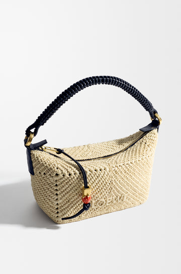 Loewe Cala Mini Bag in Classic Calfskin and Raffia — Khaki/Natural