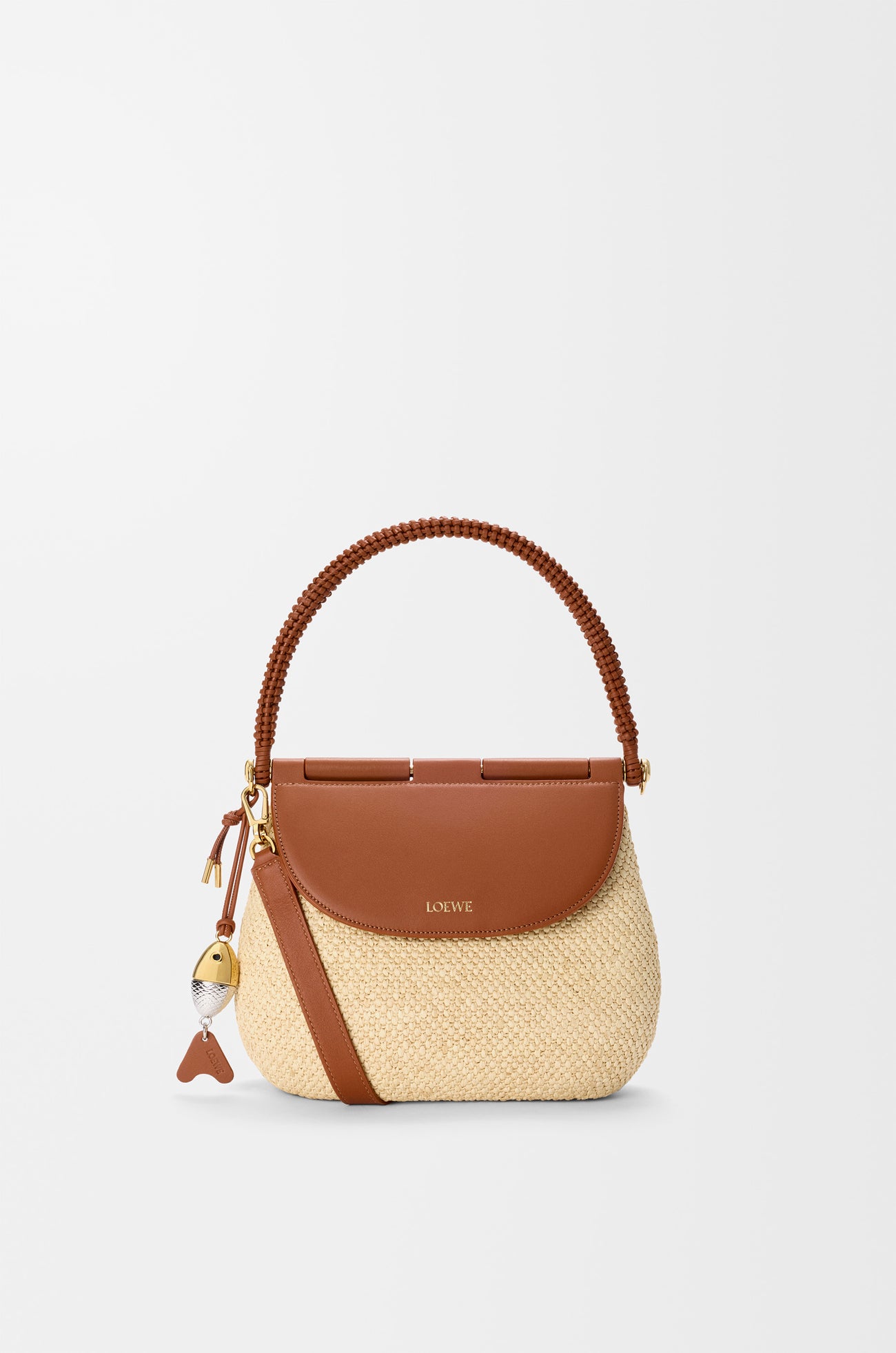 Loewe Medium Pescador Bag in Raffia and Calfskin — Natural/Tan