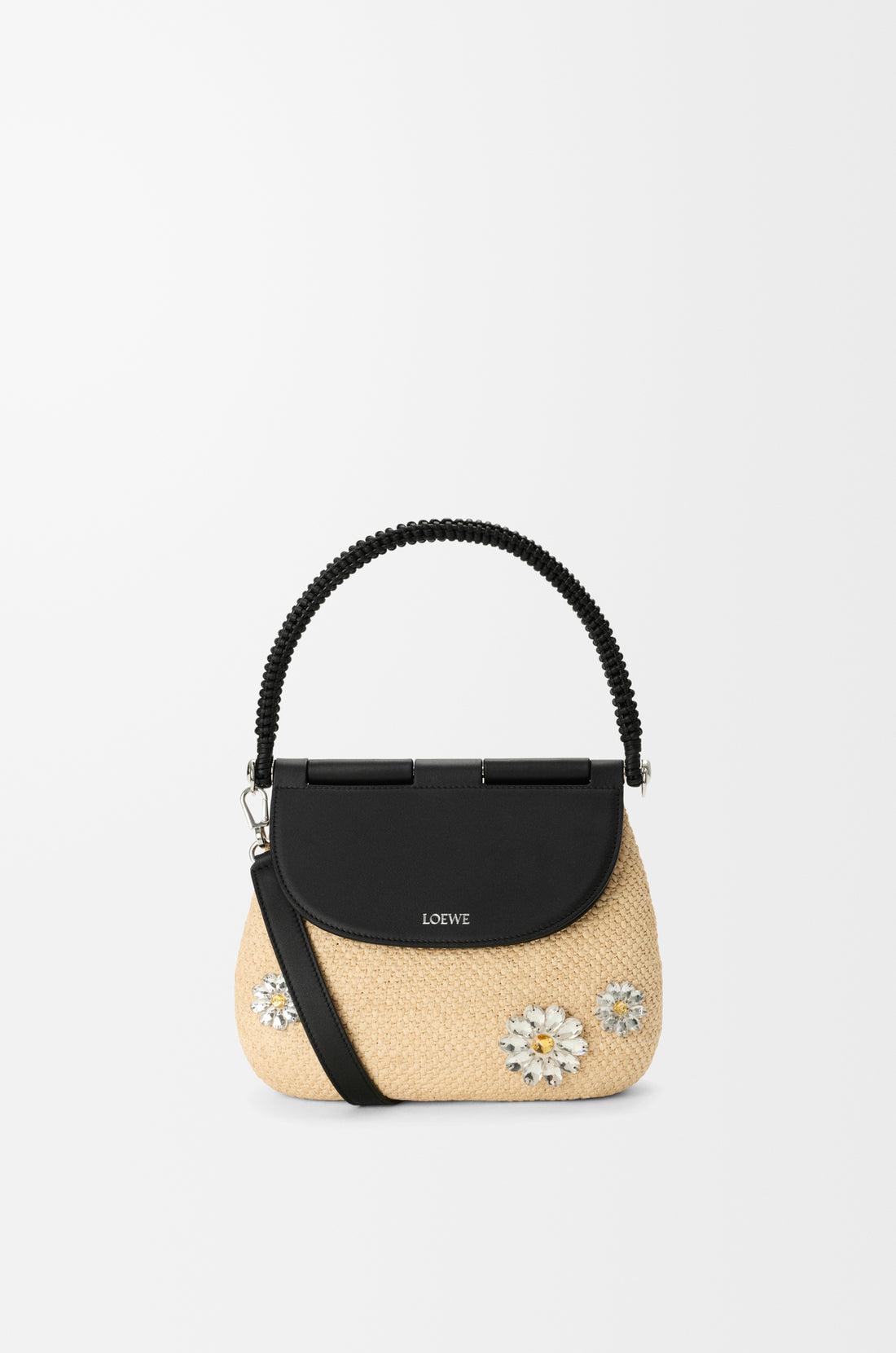 Loewe Medium Pescador Bag in Raffia and Calfskin — Khaki Green/Natural