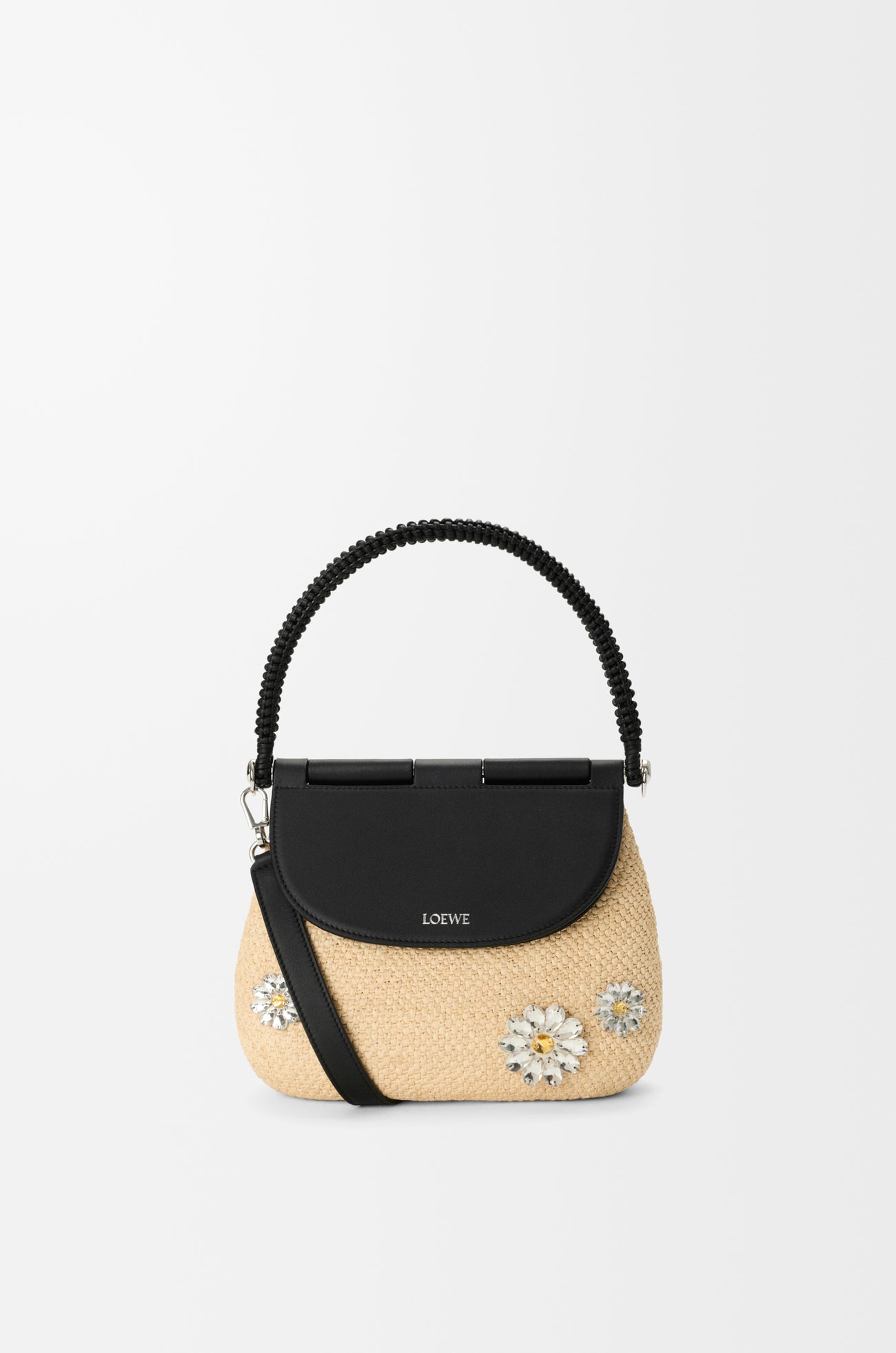 Loewe Medium Pescador Bag in Raffia and Calfskin — Khaki Green/Natural