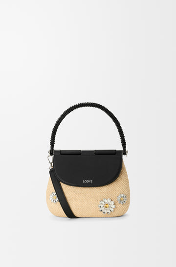 Loewe Medium Pescador Bag in Raffia and Calfskin — Khaki Green/Natural