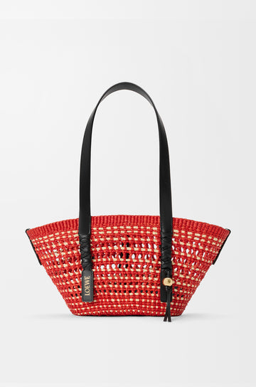 Loewe Small Braid Basket in Iraca Palm and Calfskin — Natural