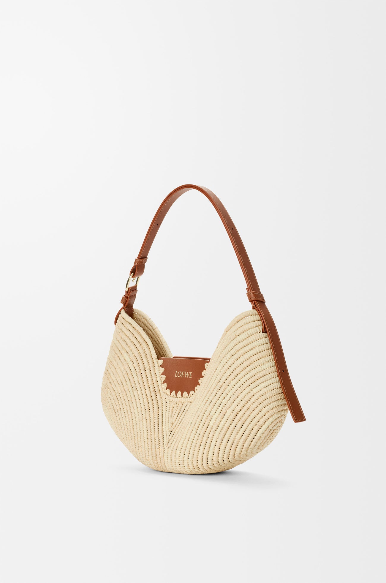 Loewe Medium Loewe Swing Bag in Raffia and Calfskin — Black