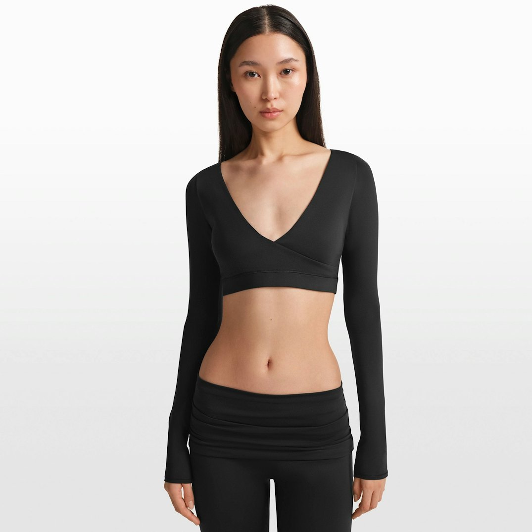 NikeSKIMS Matte Wrap Long Sleeve Cropped Top