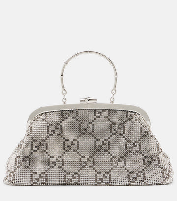 Gucci Evening Medium Crystal-Embellished Clutch - Metallic