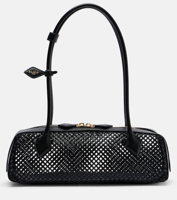 Alaïa Le Teckel Medium Woven Leather Shoulder Bag - Black