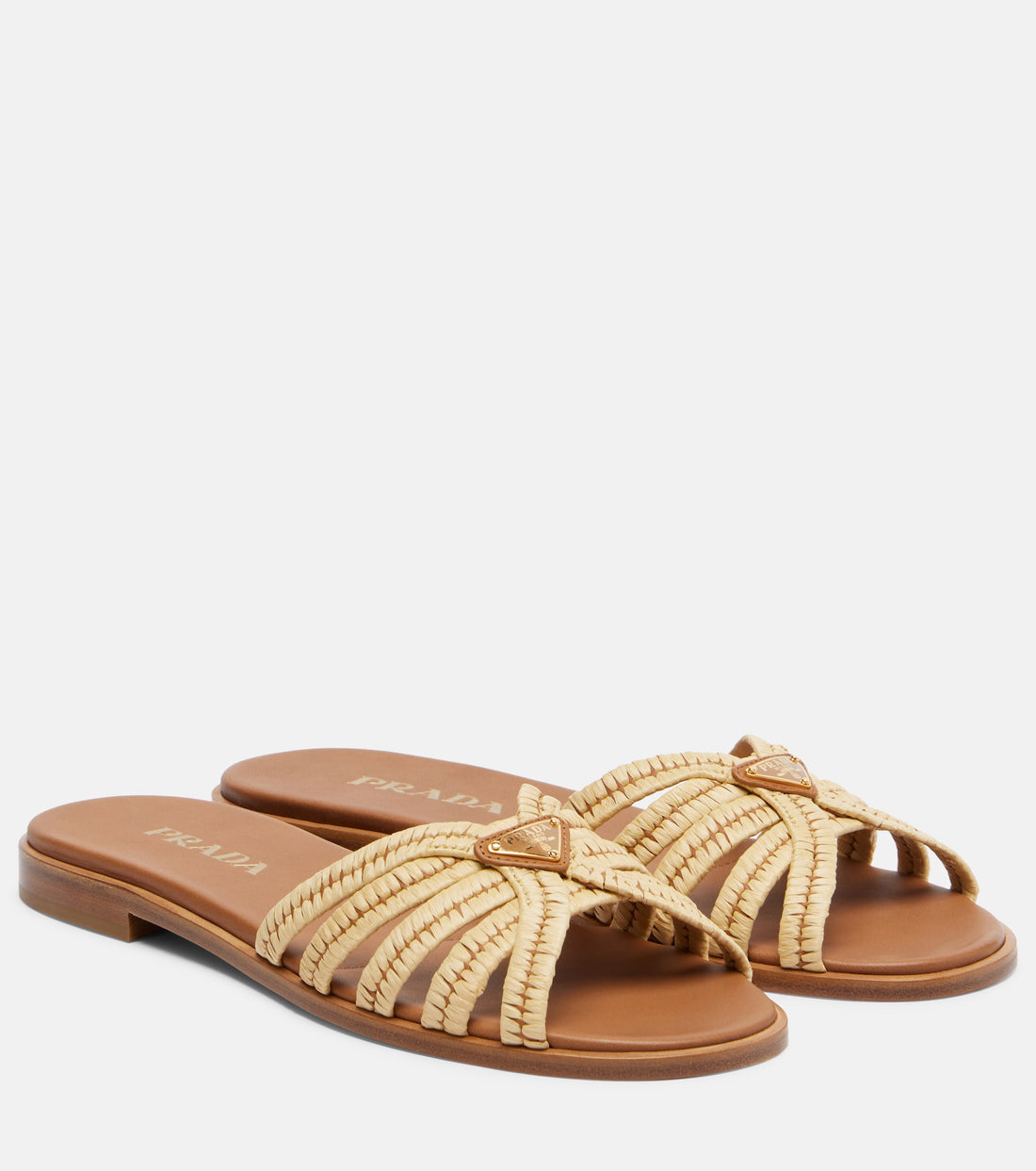 Prada Crochet Raffia Effect Slides