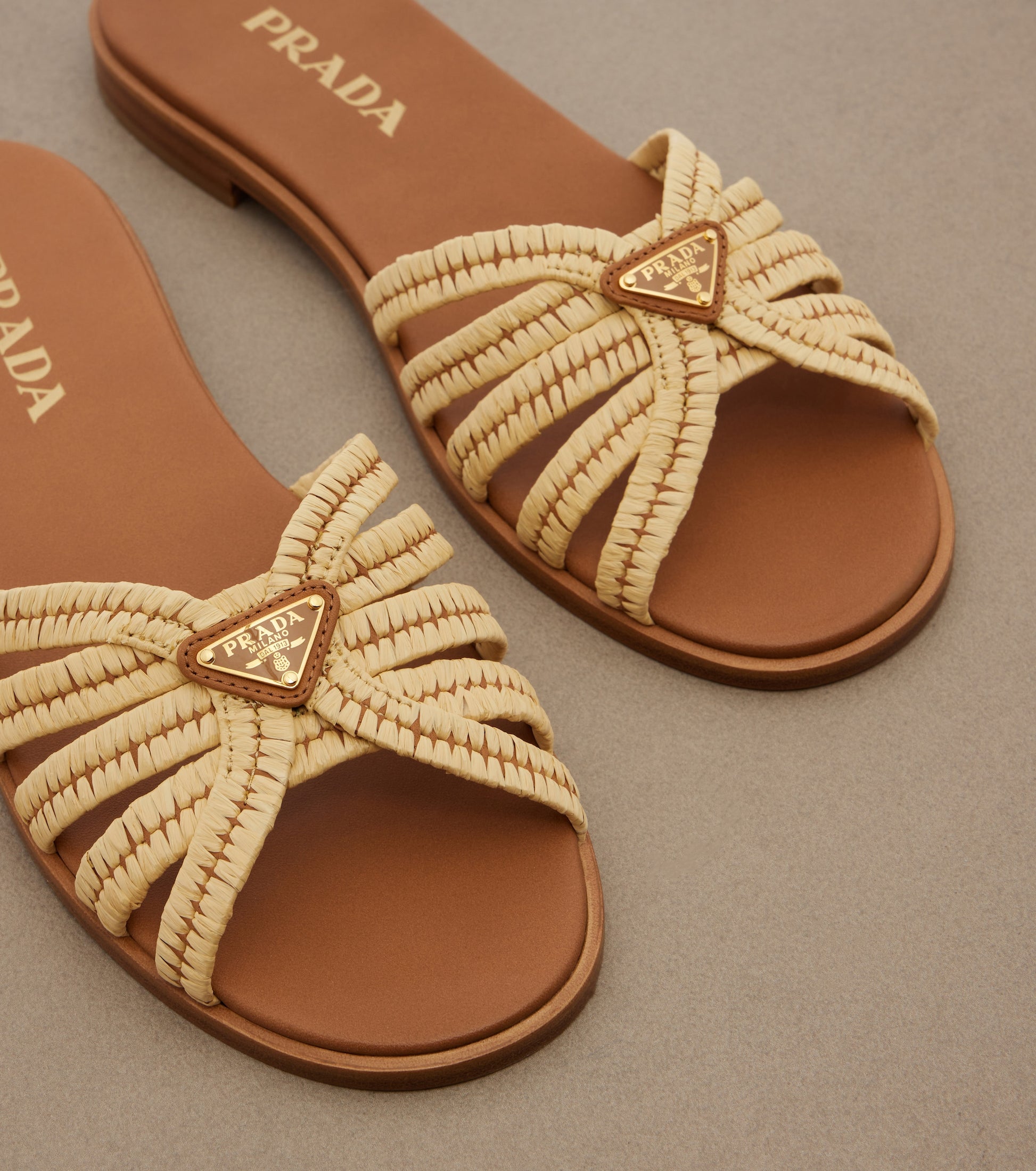 Prada Crochet Raffia Effect Slides