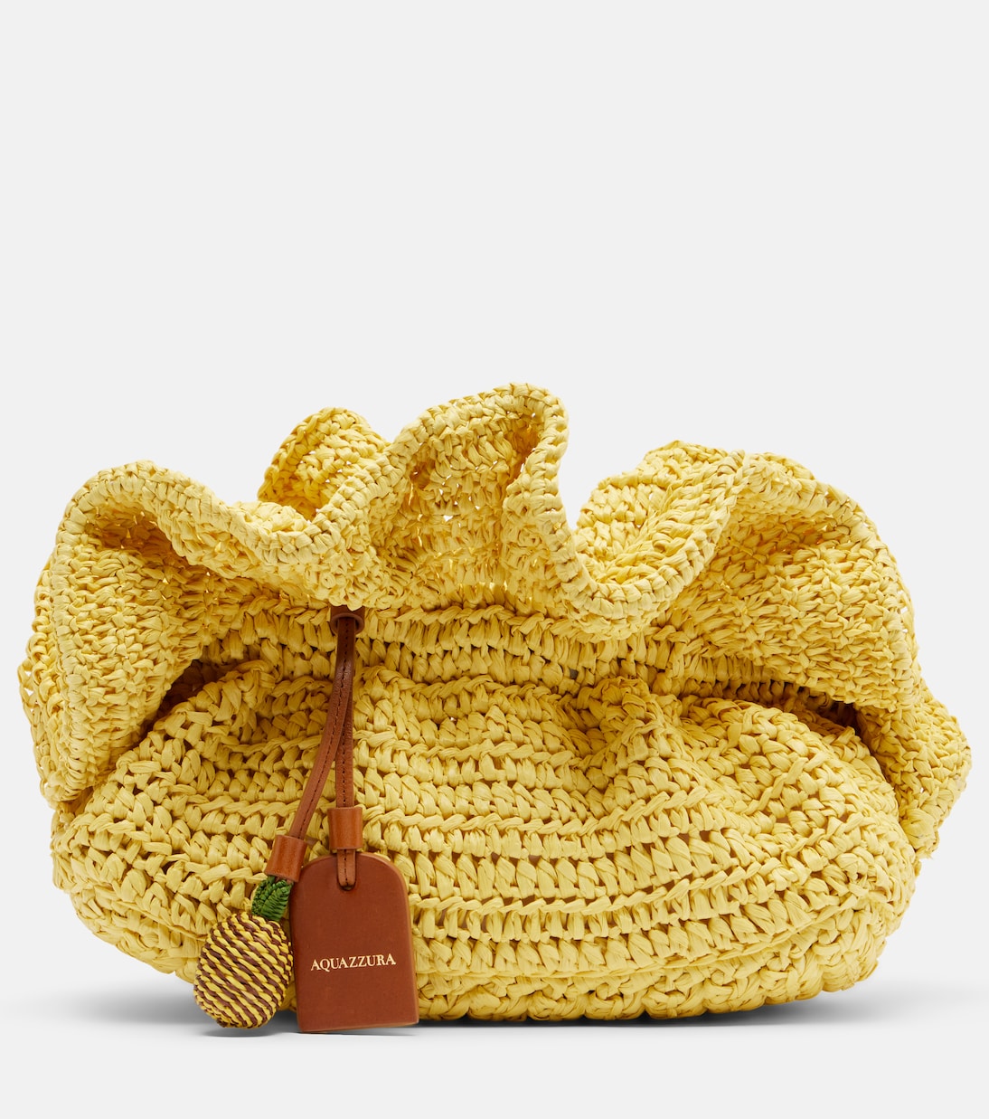 Aquazzura Paradise Raffia Clutch - Yellow