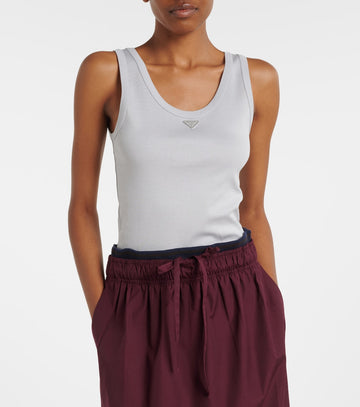 Prada Ribbed Knit Cotton Tank Top