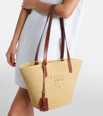 Prada Medium Raffia Effect Crochet Tote Bag