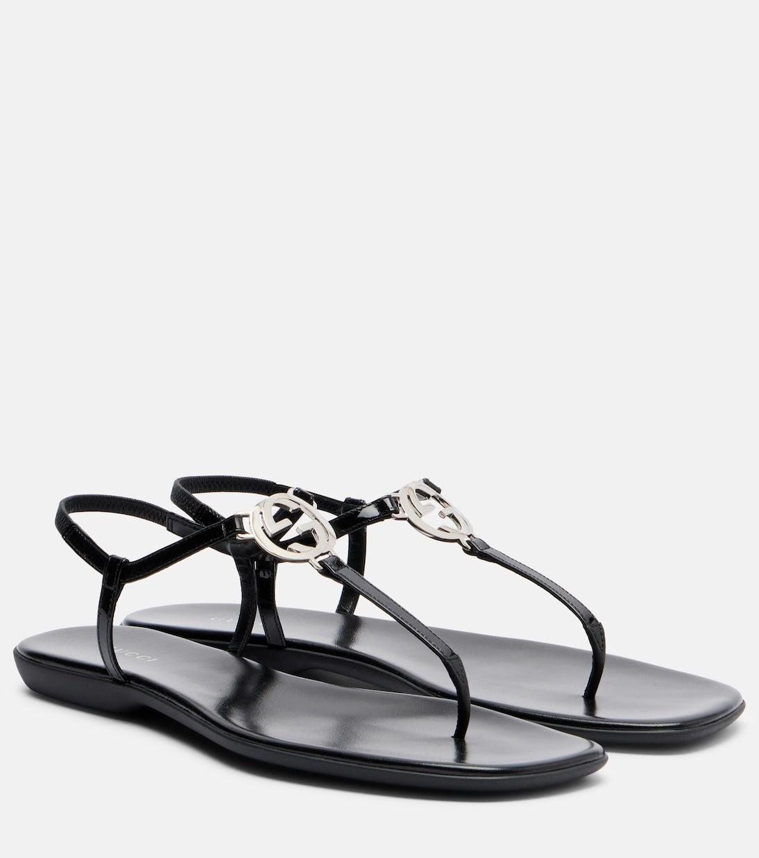 Gucci Interlocking G Leather Thong Sandals