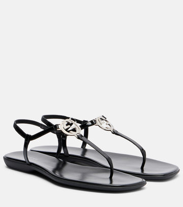 Gucci Interlocking G Leather Thong Sandals