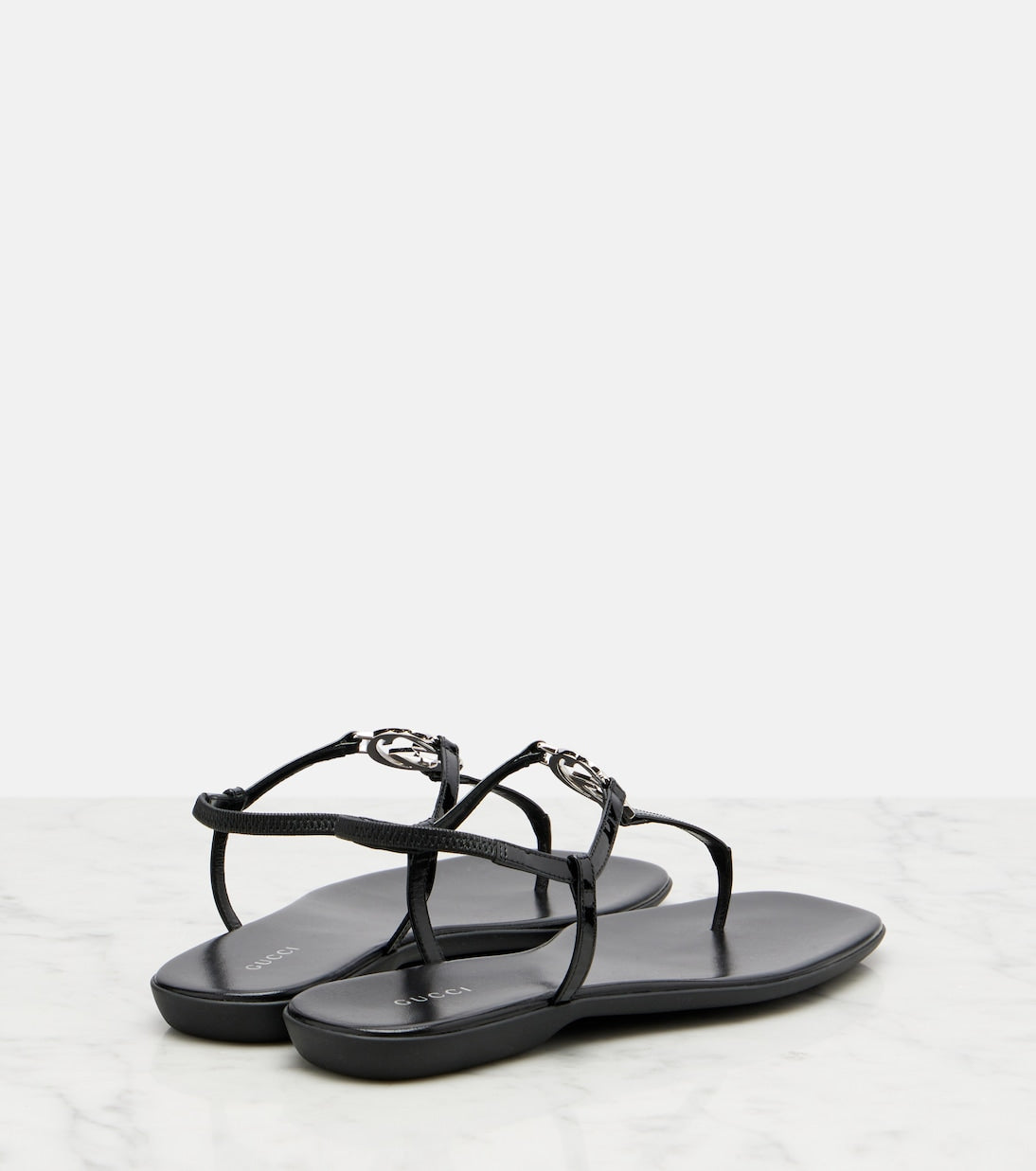 Gucci Interlocking G Leather Thong Sandals