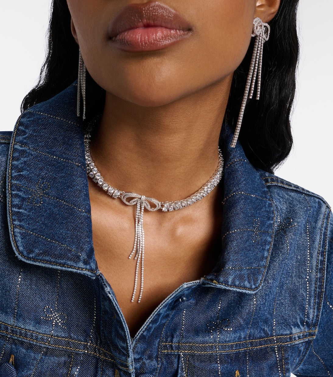 Self-Portrait Bow Crystal Embellished Choker