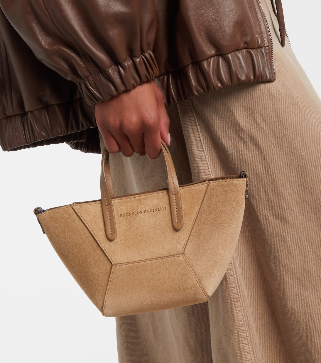 Brunello Cucinelli Duo Medium Suede Top Handle Bag