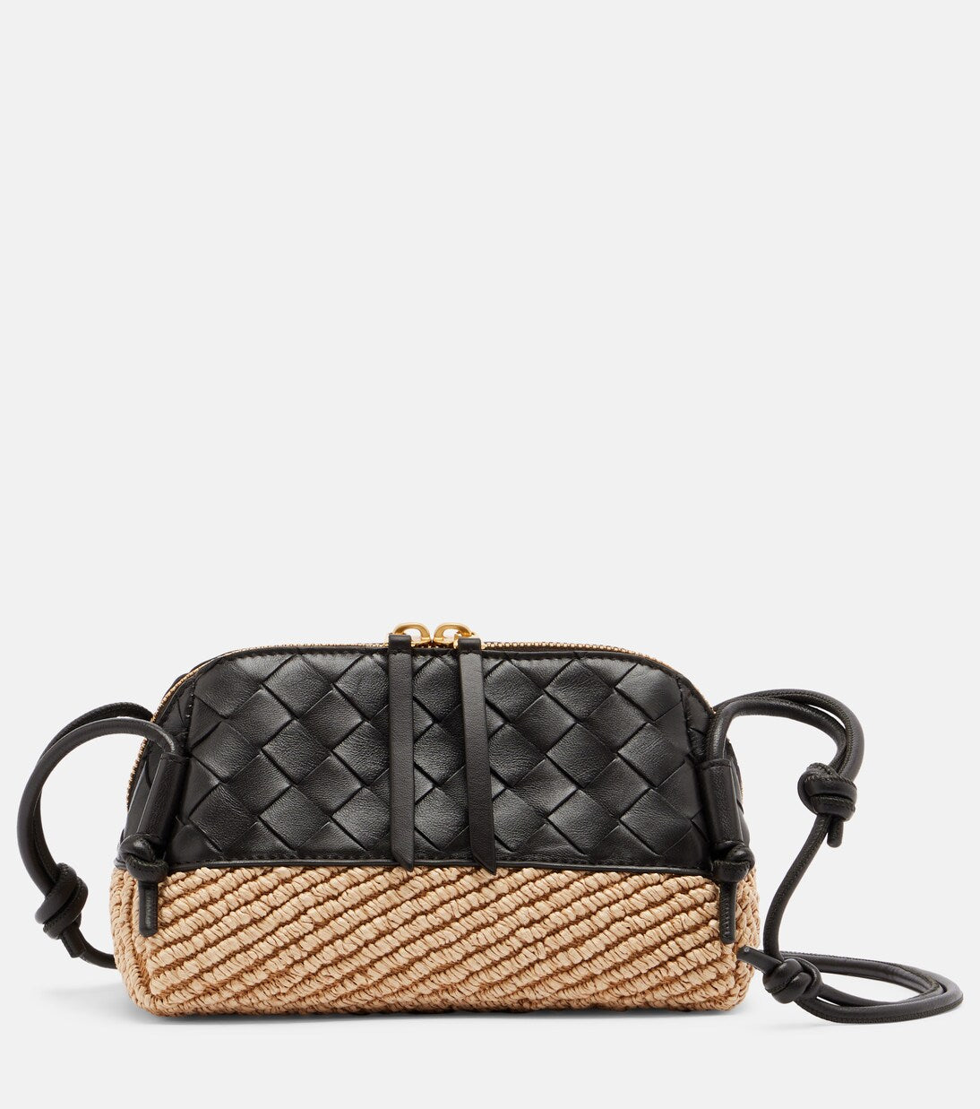 Bottega Veneta Concert Mini Raffia Crossbody Bag - Brown