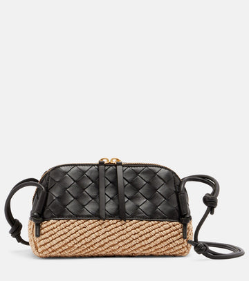 Bottega Veneta Concert Mini Raffia Crossbody Bag - Brown