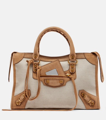 Balenciaga Le City Small Canvas Top-Handle Bag - Beige