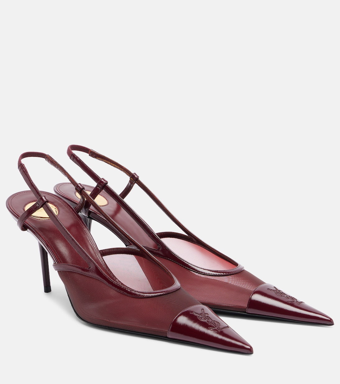 Saint Laurent Renee Leather Trimmed Slingback Pumps