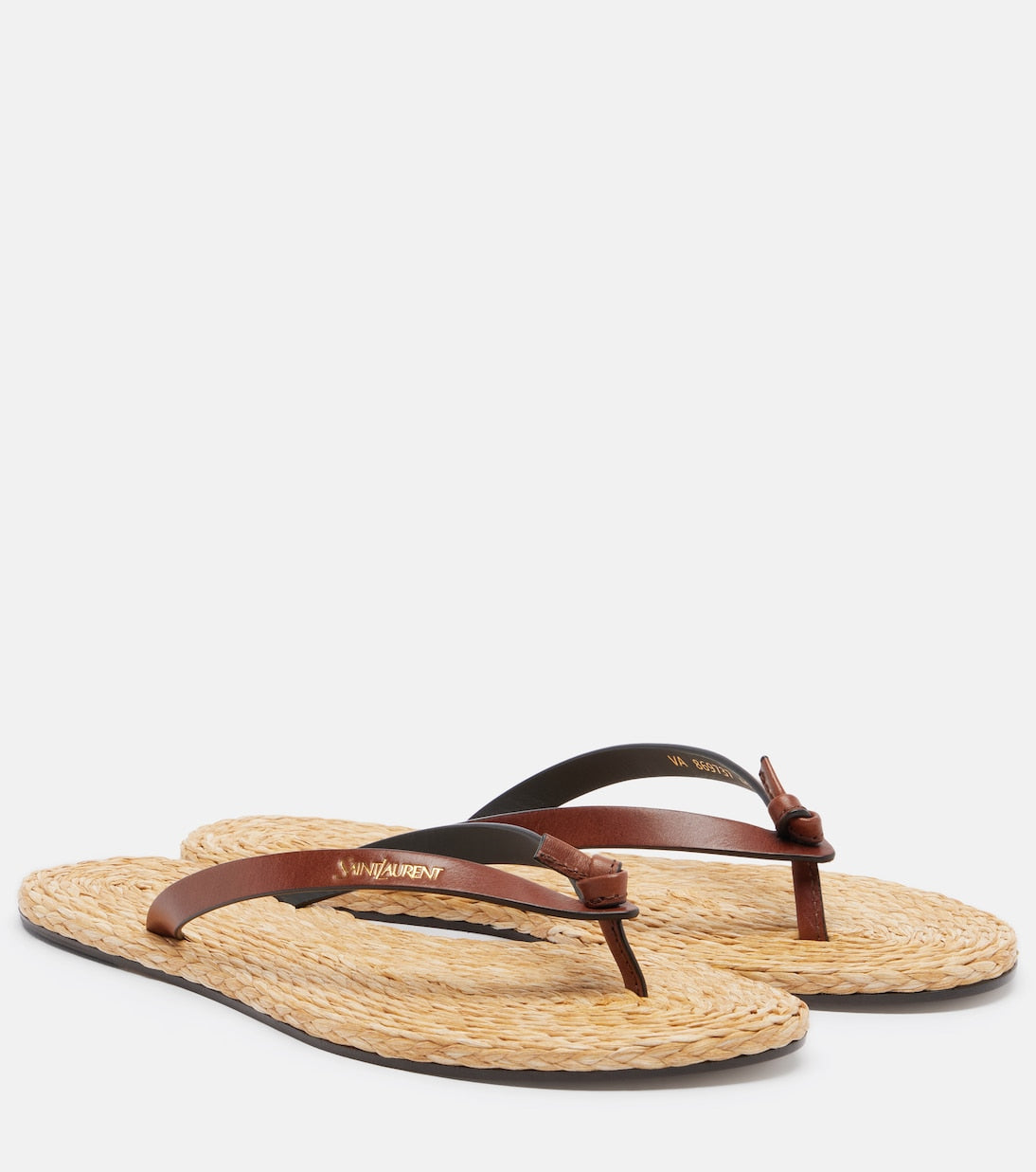 Saint Laurent Pool Leather Trimmed Thong Sandals