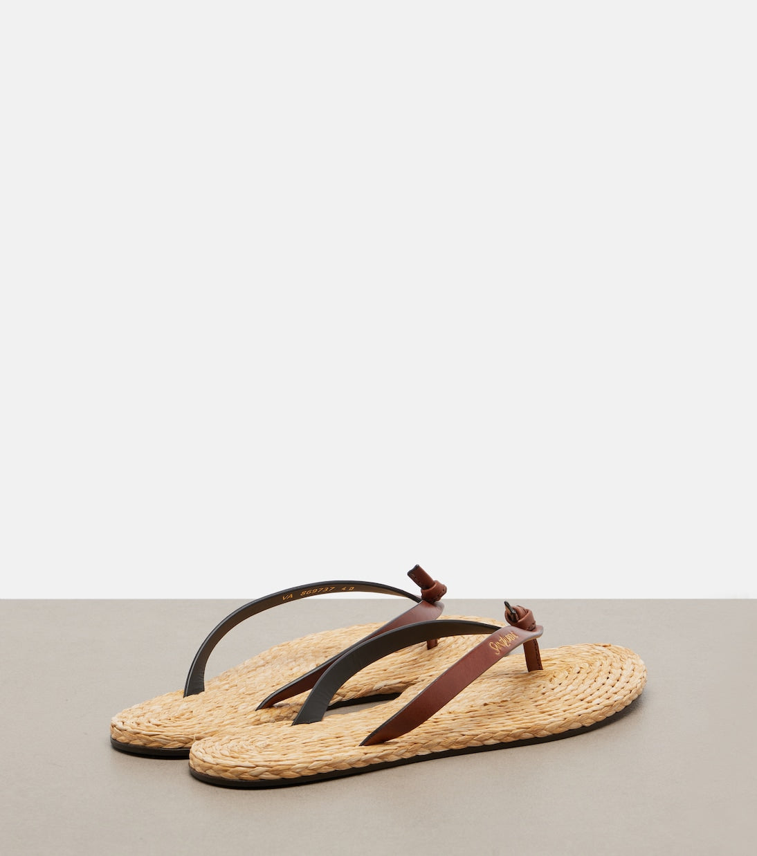 Saint Laurent Pool Leather Trimmed Thong Sandals