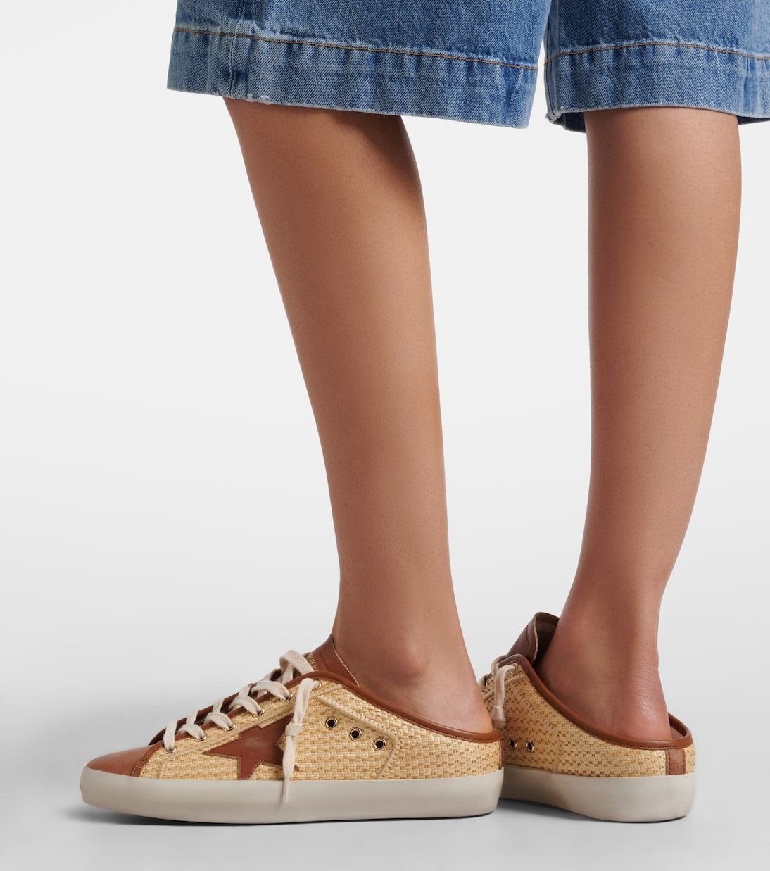 Golden Goose Super Star Raffia And Leather Sneakers