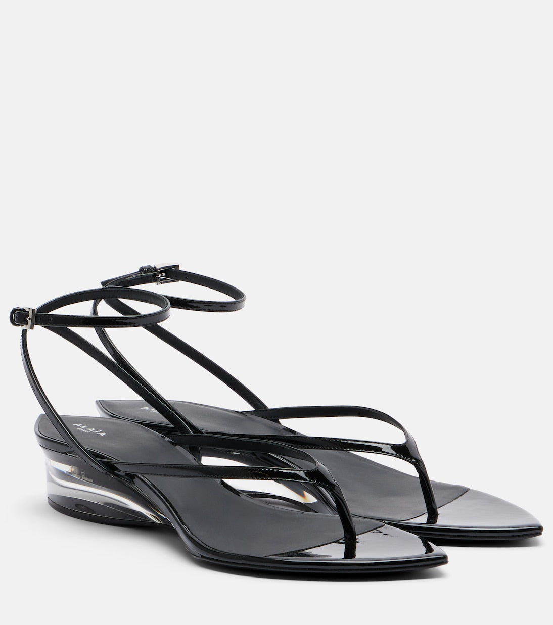 Alaia Invisible Patent Leather Thong Sandals