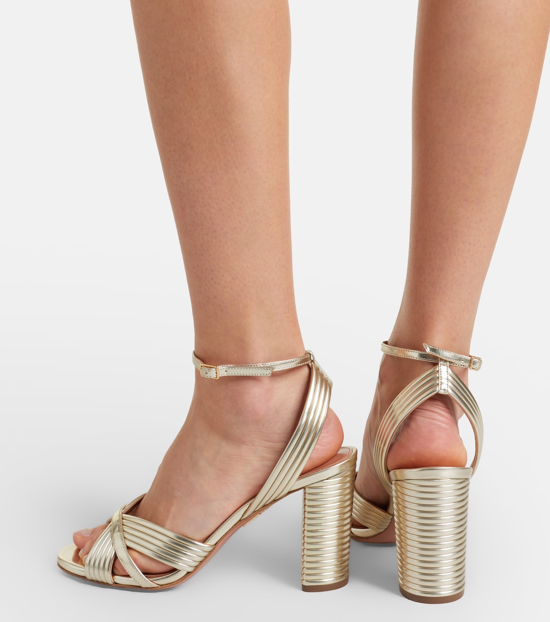 Aquazzura Very Sundance Metallic Leather Sandals