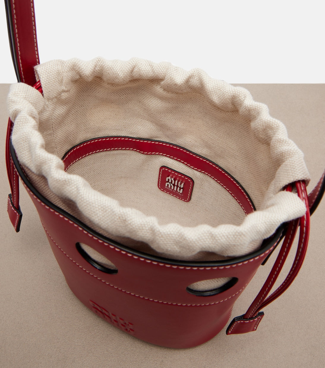 Miu Miu Cutout Leather Bucket Bag