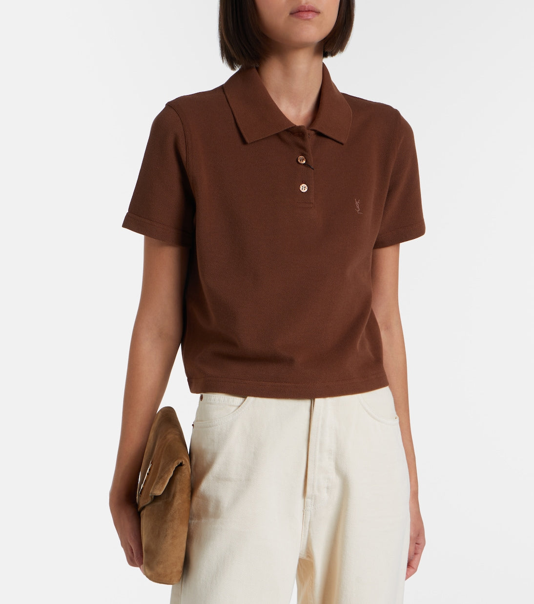 Saint Laurent Cassandre Cotton Pique Polo Shirt