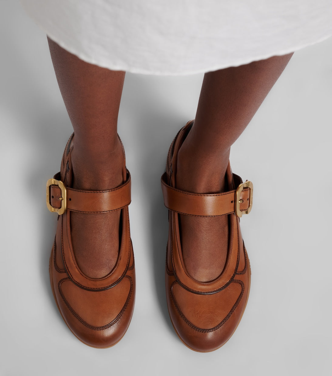 Miu Miu Gymnasium Leather Mary Jane Flats