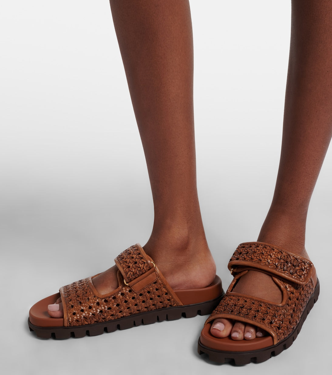 Miu Miu Woven Leather Sandals