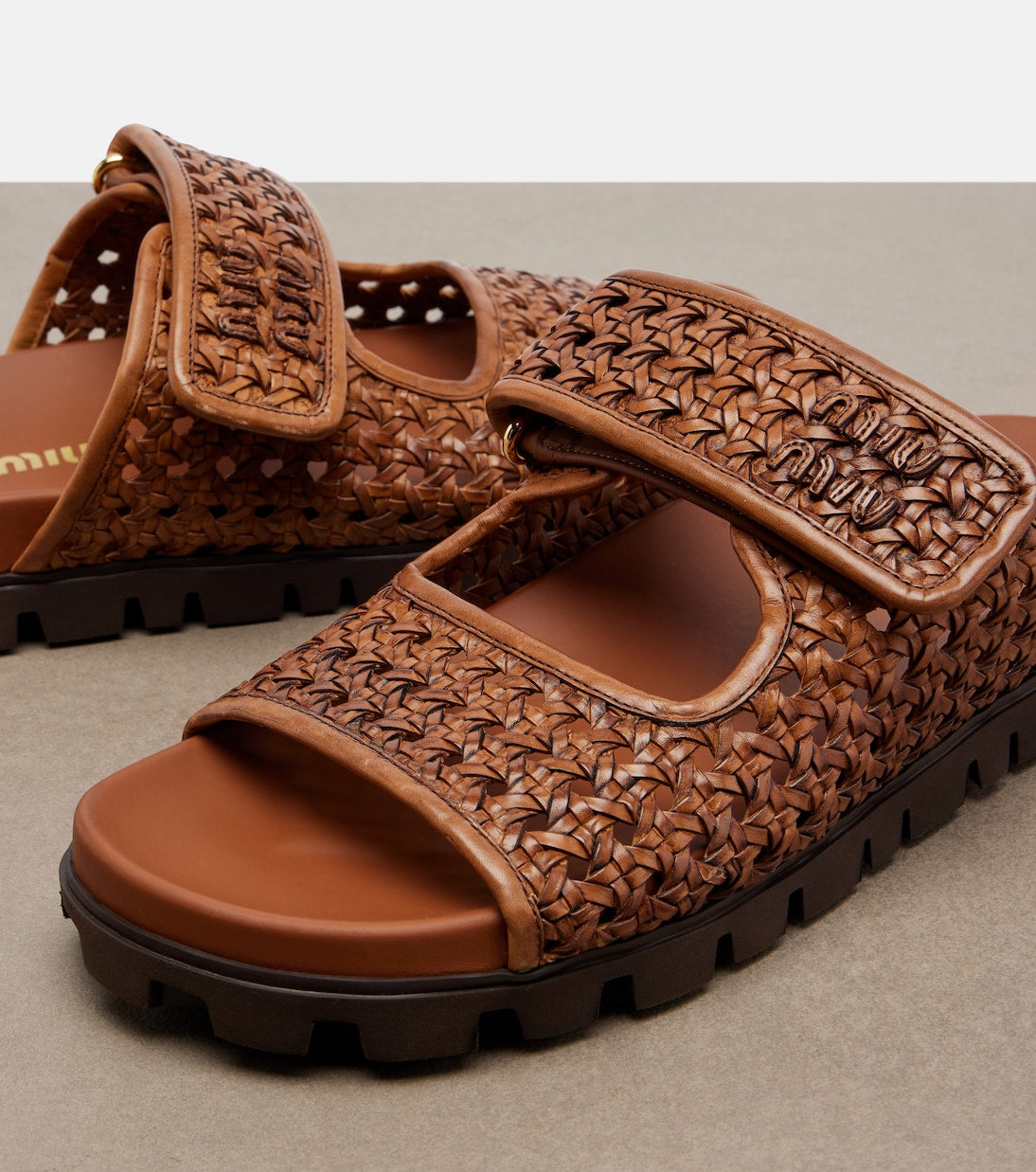 Miu Miu Woven Leather Sandals