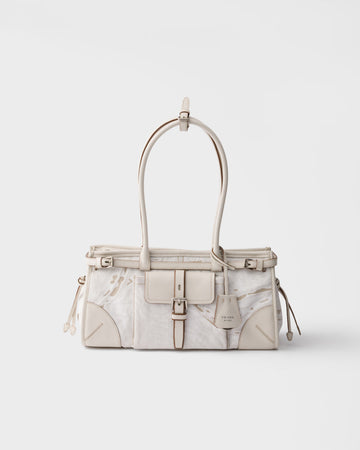 Prada Bonnie medium printed linen and leather handbag