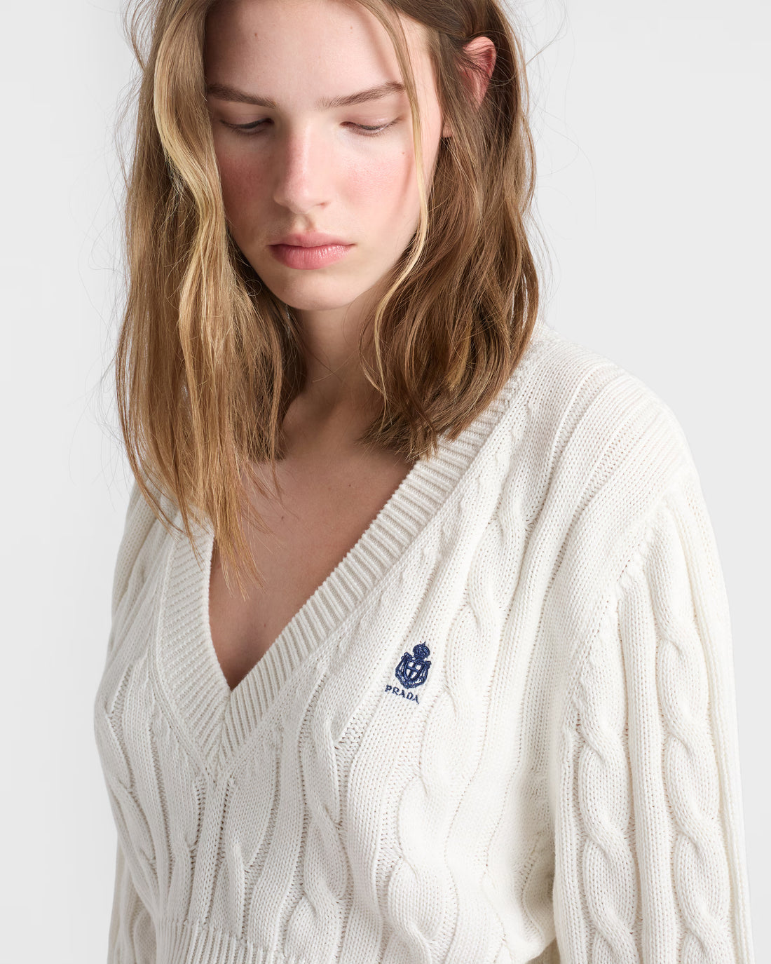 V-neck cotton sweater