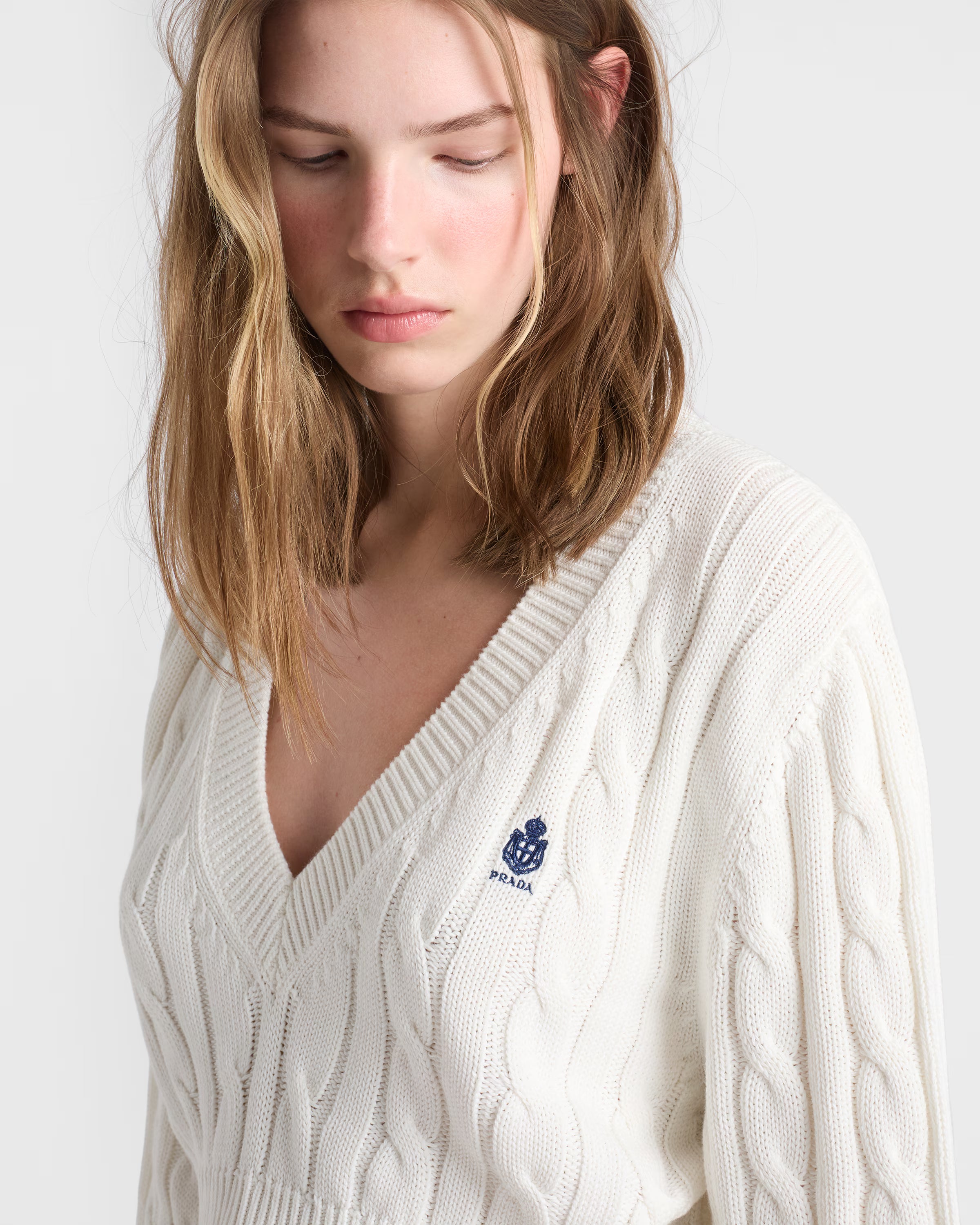 V-neck cotton sweater