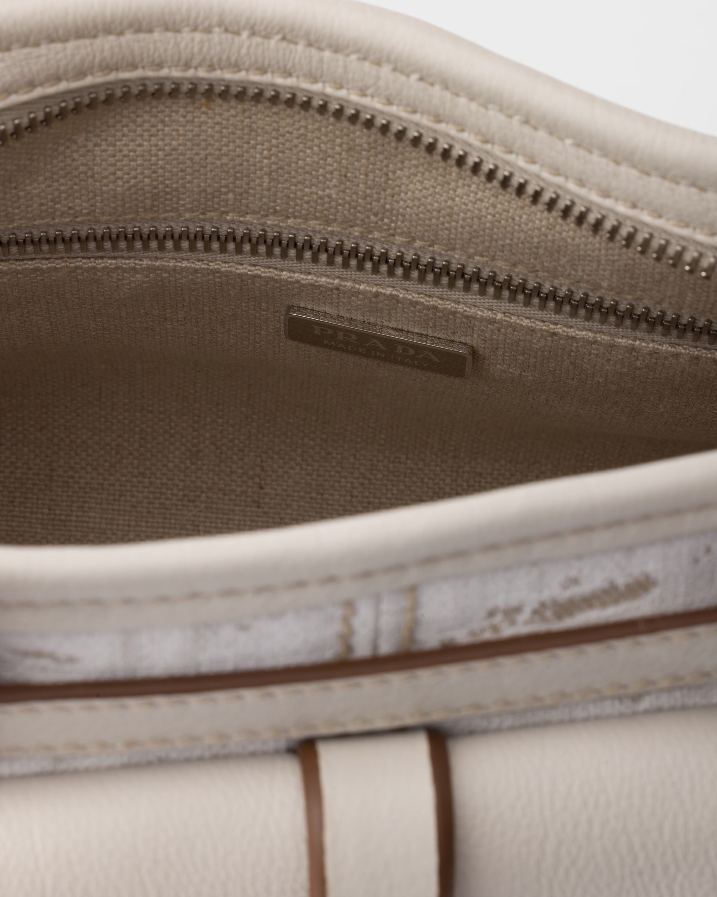 Prada Bonnie medium printed linen and leather handbag