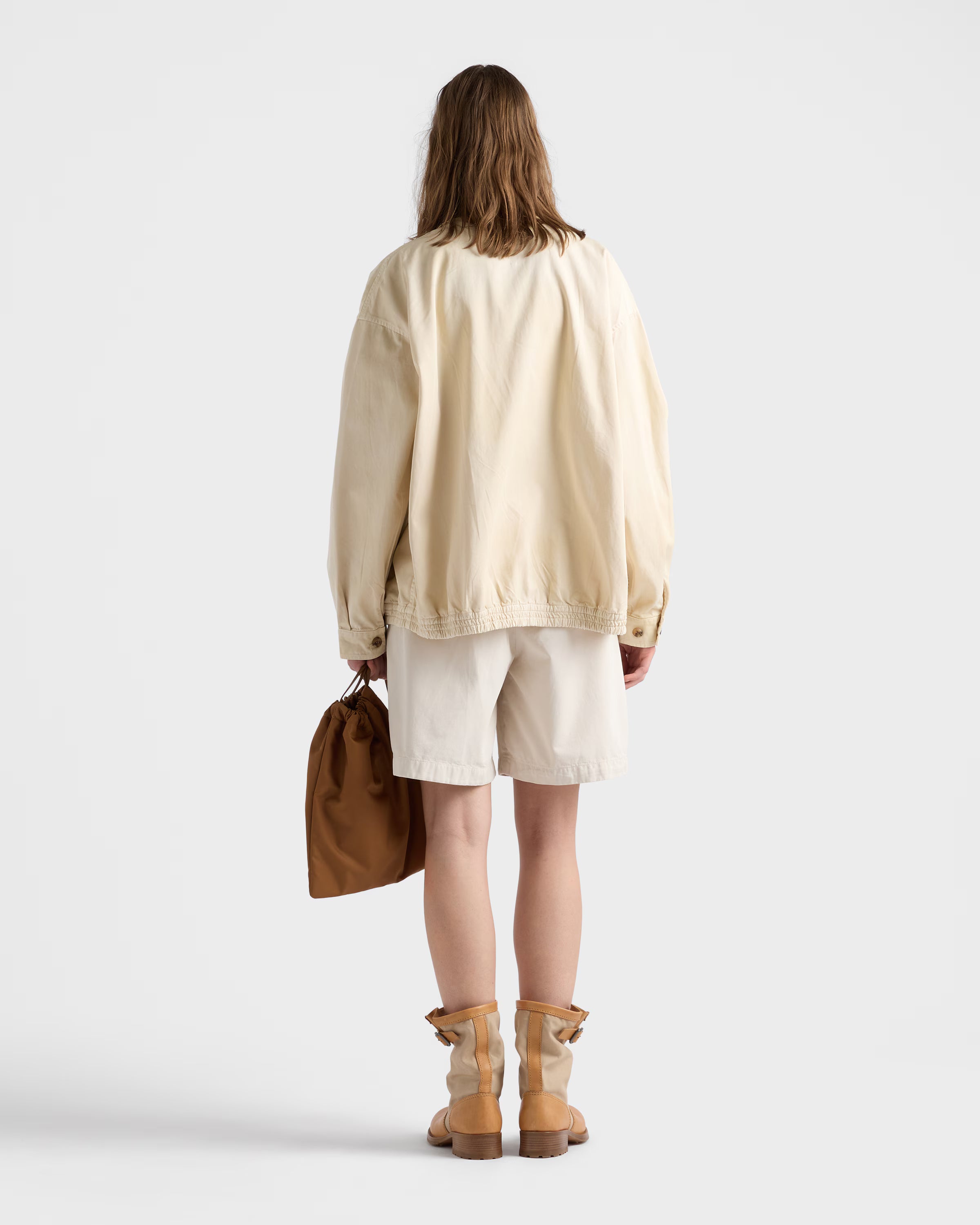 Embroidered garment-dyed old gabardine blouson jacket