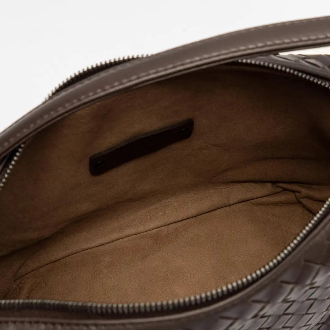 Bottega Veneta Small Tourmaline Intrecciato Nappa Shoulder Bag Dark Brown Brunito