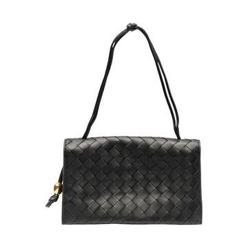 Bottega Veneta Trio Small Intrecciato Leather Shoulder Bag Black GHW