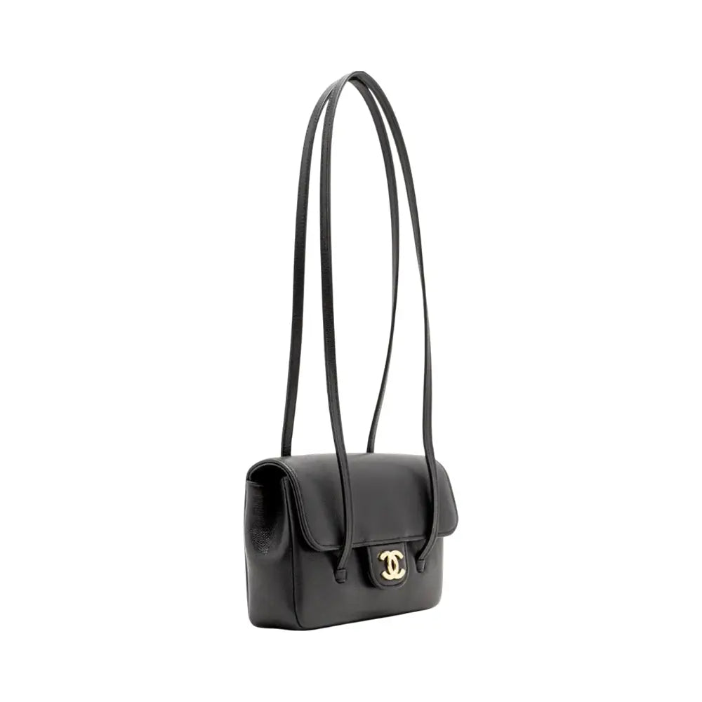 Chanel Mini Preppy Flap Bag Grained Shiny Calfskin Black GHW