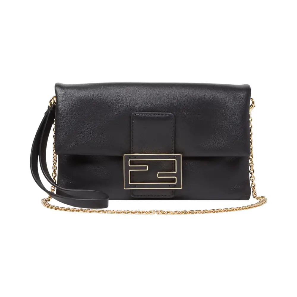 Fendi Mamma Baguette Pouch Nappa Leather Black