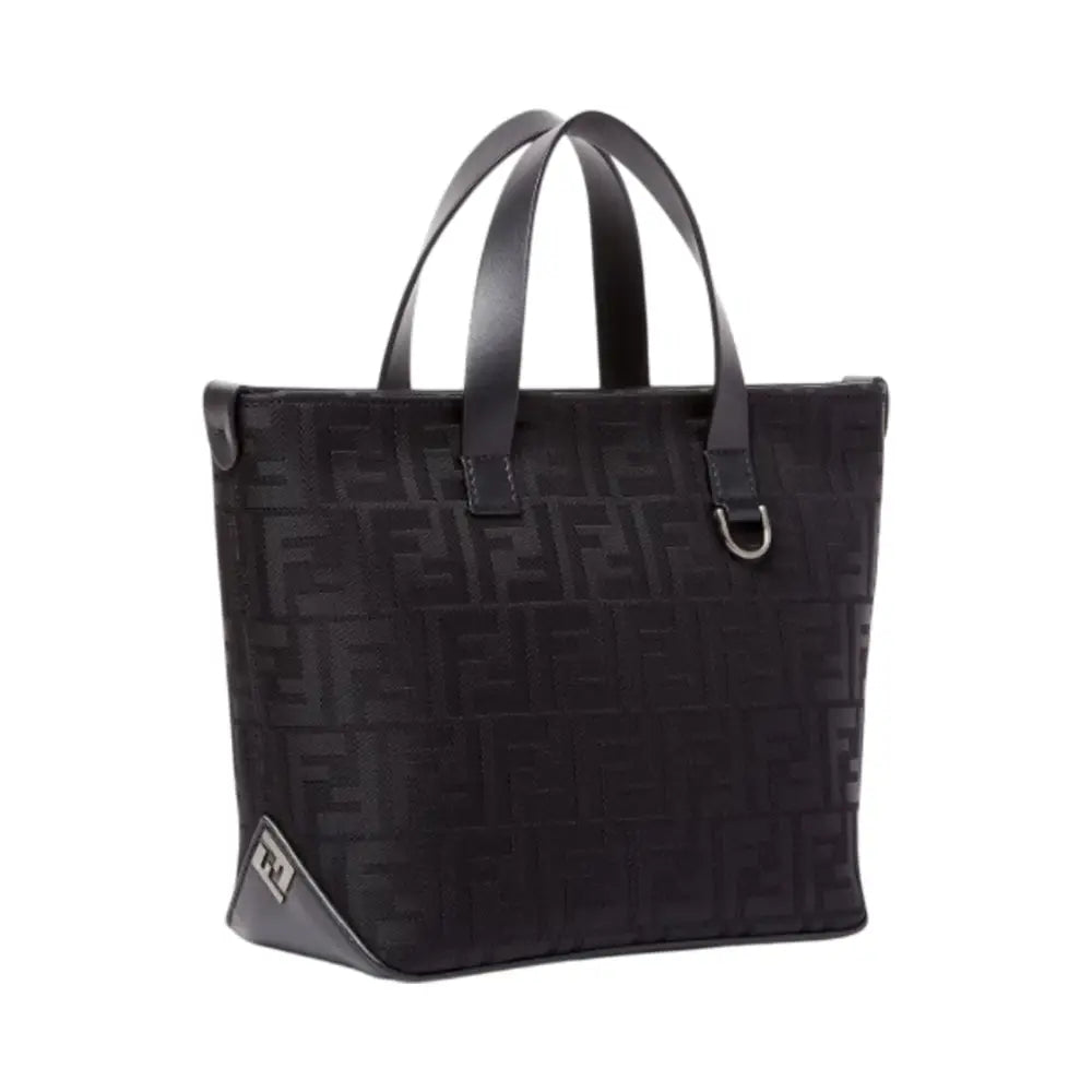 Fendi Small FF Squared Nylon Shopping Bag Black