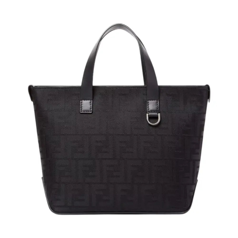 Fendi Small FF Squared Nylon Shopping Bag Black