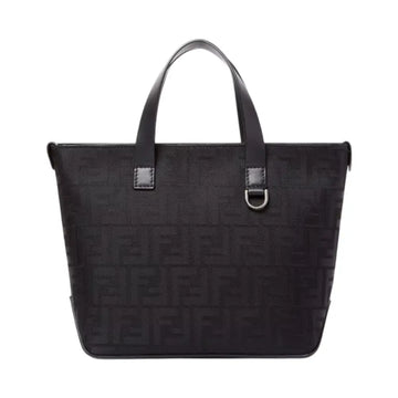 Fendi Small FF Squared Nylon Shopping Bag Black