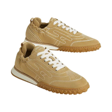 Hermès Jet Sneaker in Stitched Suede Goatskin Beige Albatre Women