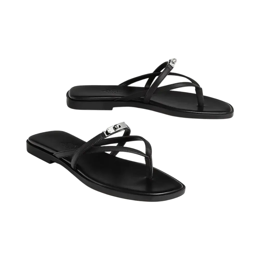 Hermès Miss Sandal Calfskin with Mini Kelly Buckle Black